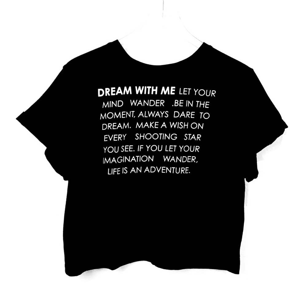 Black Cropped Tee Shirt Short Sleeves size XL